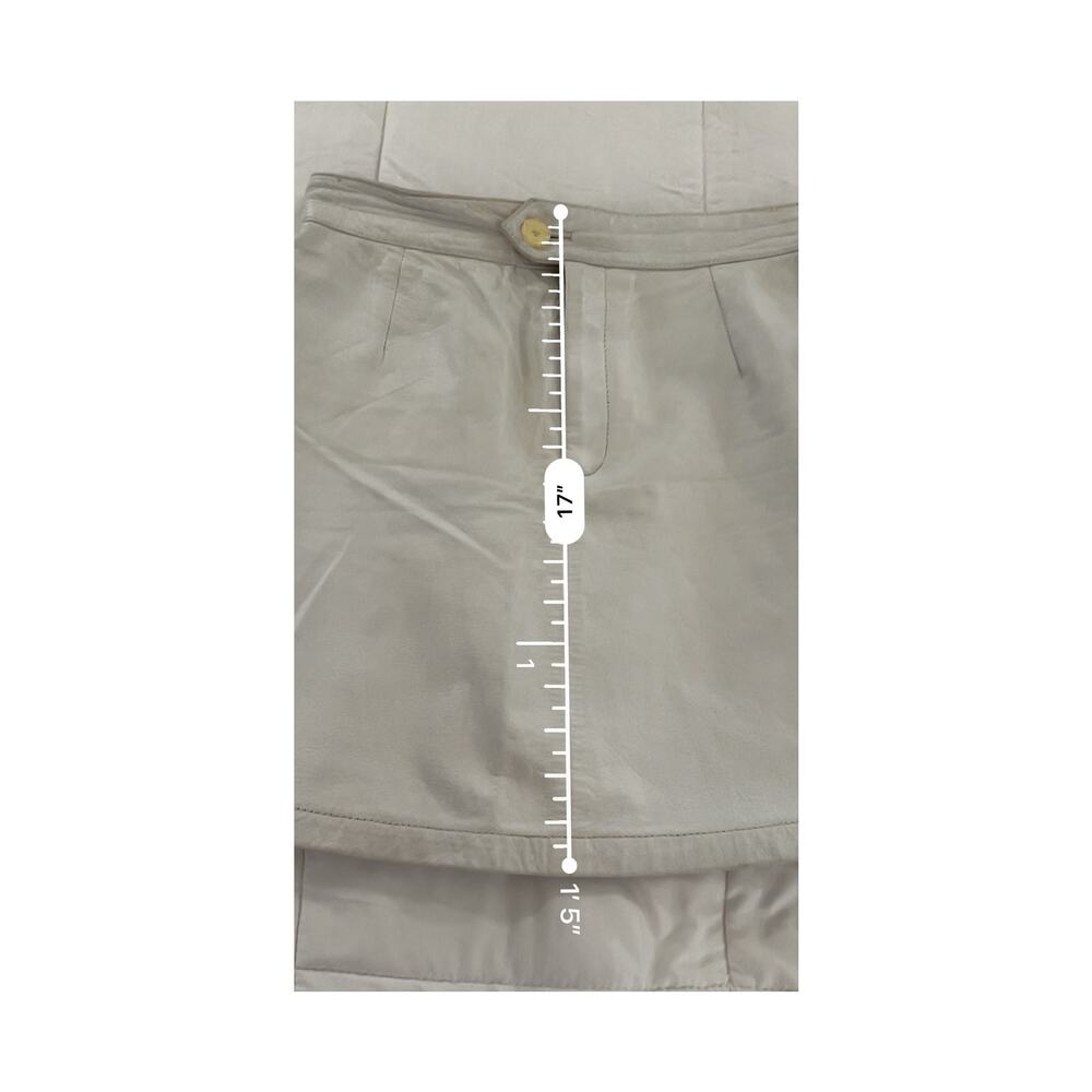 Vintage Betsy Johnson Leather Mini Skirt Cream Color Size Medium - Picture 8 of 8